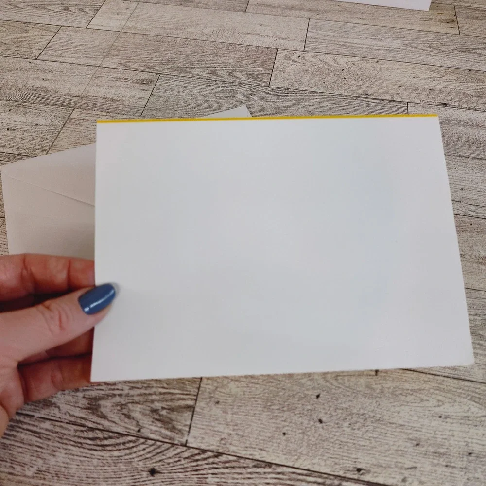 Blank Note Card Birds and Blossoms Stationery Greeting Card Yellow Black Any Occ